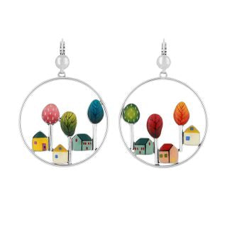 Taratata Dormeuses Mon Ptit Village Large Hoop House Lever Earring