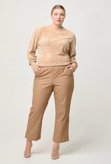 Once Was Celia Viscose Nylon Button Cuff Knit Top