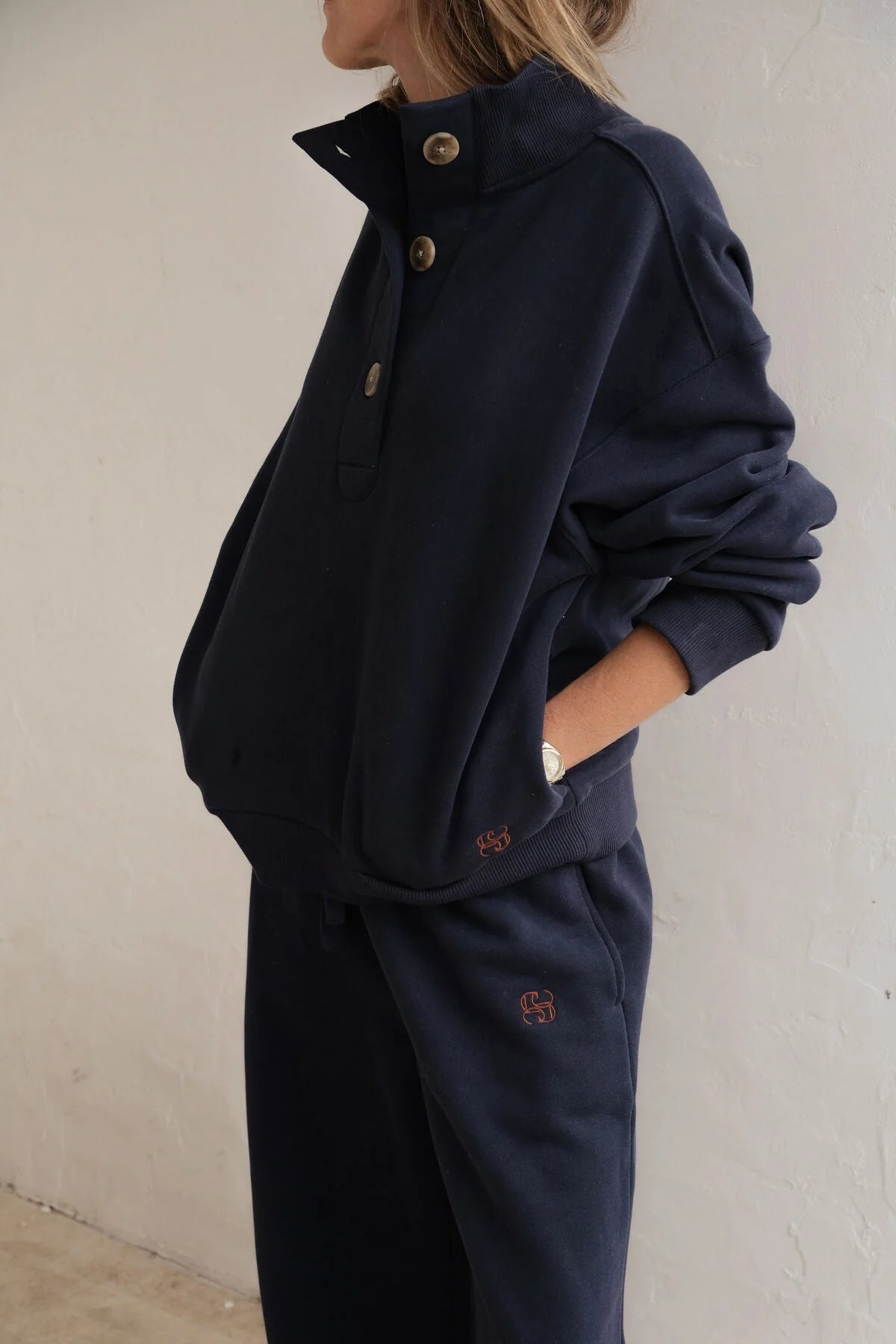 Ceres Marli Button Sweat - Heritage Navy