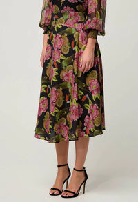 Once Was Estrella Linen Viscose Stitch Detail Yoke Skirt