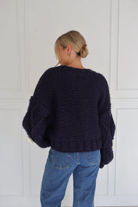 Kireina Alexa Knit Navy & Ecru Flowers