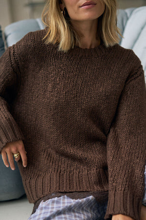 Ceres Sage Chunky Knit Crew - Chocolate