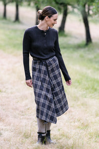 Maud Dainty Argo Brown/Gold Check Skirt
