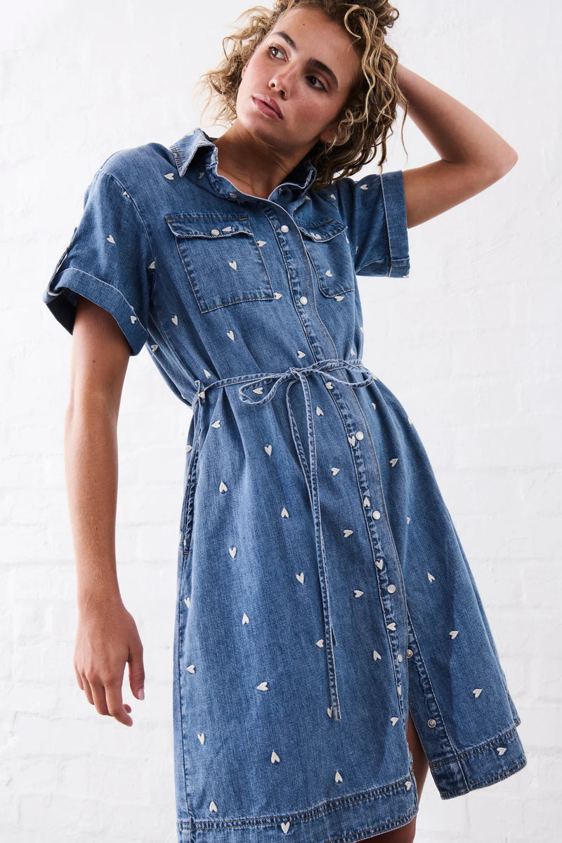 Kireina Simone Dress Heart 70s Blue