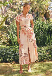 Once Was Cattleya Linen Viscose Smock Maxi Dress