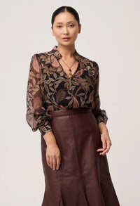 Once Was Freya Sheer Viscose Blouse W embellished Neck detail