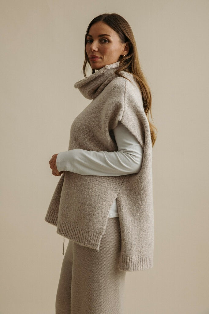 Talamaya Dreams Funnel Neck Tabard Wheat