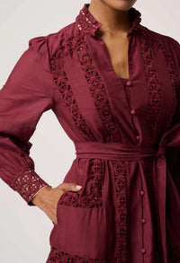 Once/Was Cascadian Silk Lace Detail Maxi Dress