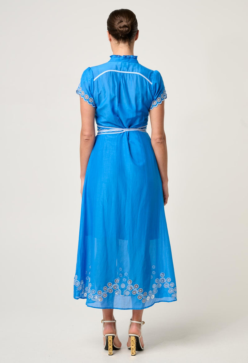 Once Was - Xanthia Diamond Smock-Yolk silk cotton embroidered dress