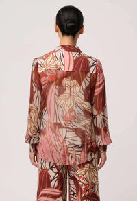 Once Was Freya Sheer Viscose Blouse W embellished Neck detail