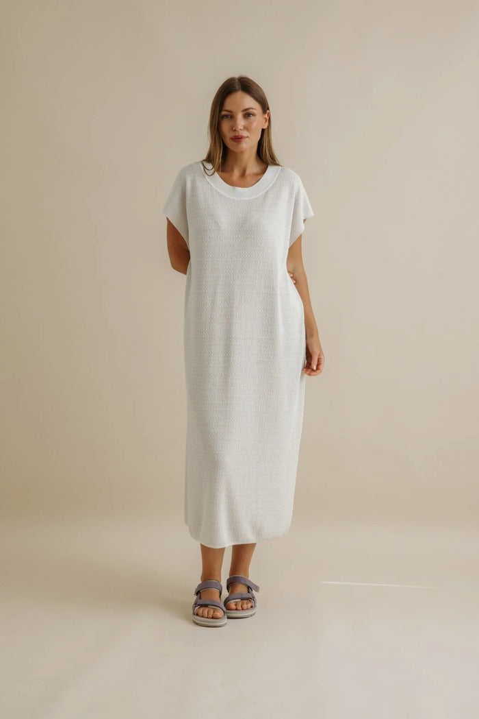 Talamaya Crepe Tee Dress  Milk X Silver Haze