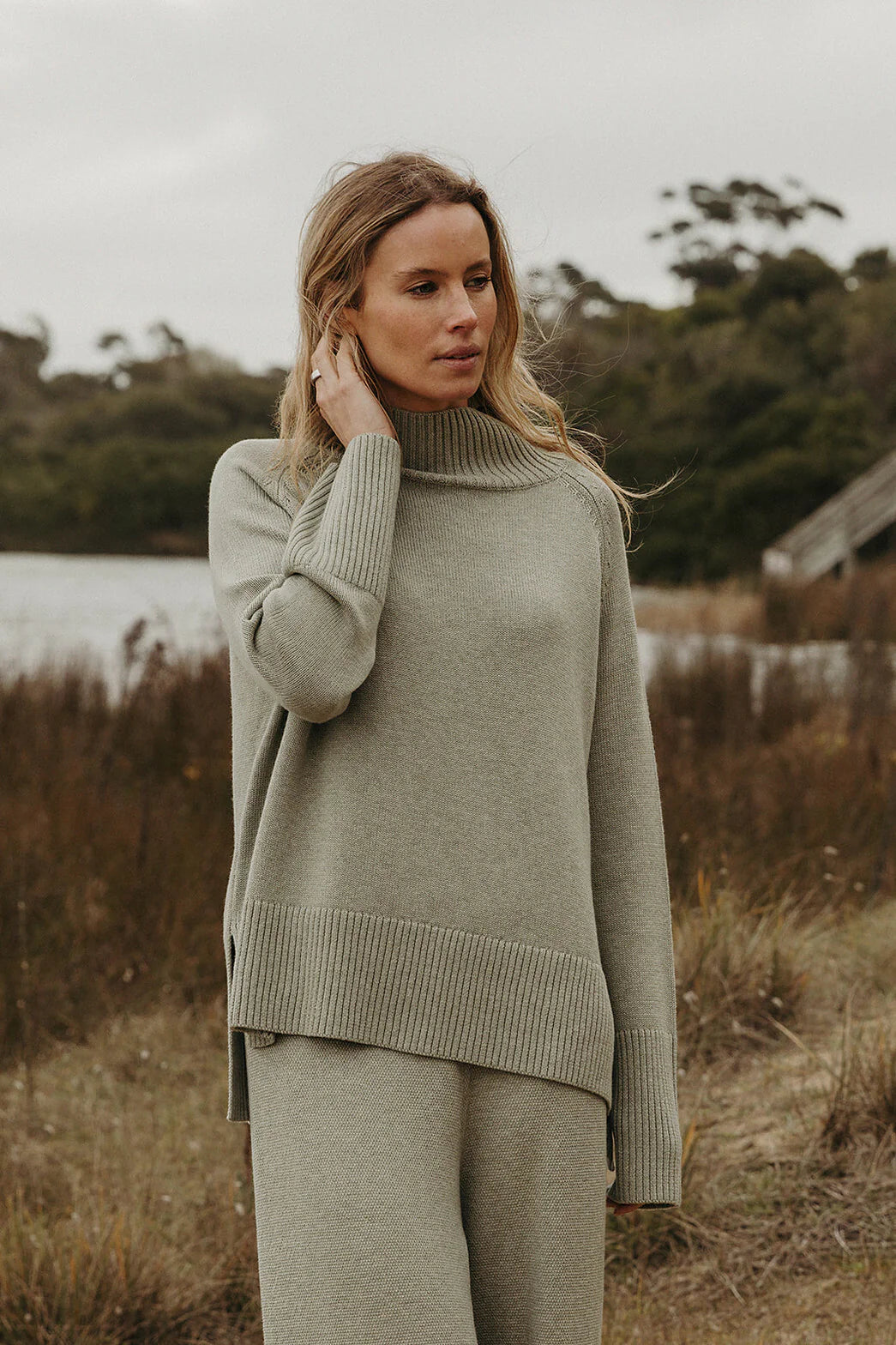 Talamaya Harmony Merino Cotton Mock Neck Pullover