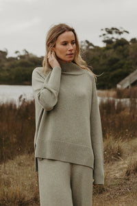 Talamaya Harmony Merino Cotton Mock Neck Pullover
