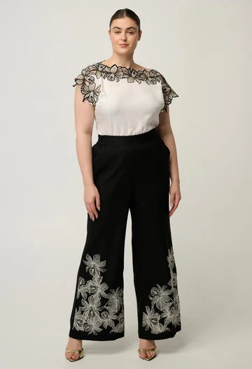 Once Was Eleanor Cupro Blend Embroidery Top