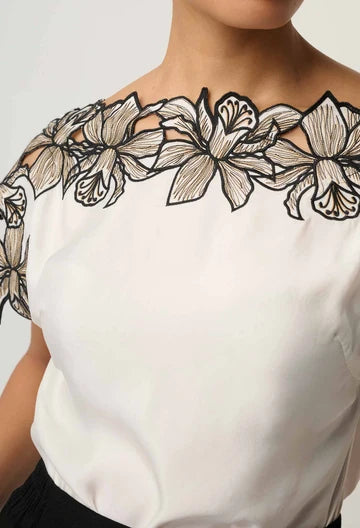 Once Was Eleanor Cupro Blend Embroidery Top