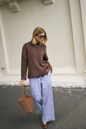 Ceres Sage Chunky Knit Crew - Chocolate
