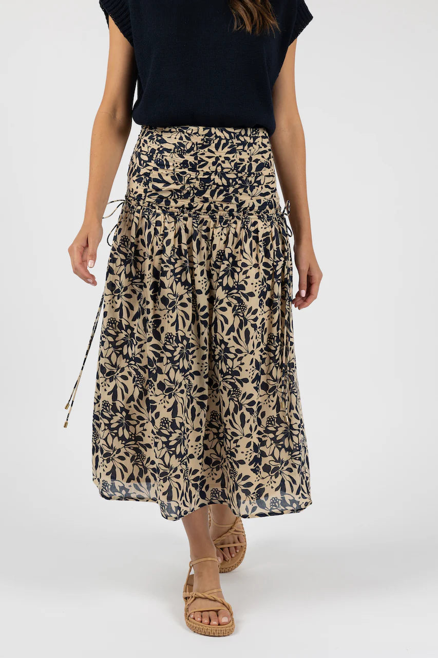 Humidity Eden Rouched Skirt Navy