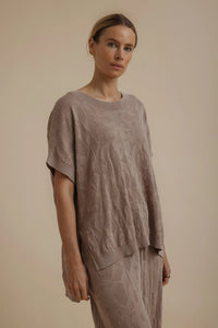 Talamaya Paradis Jacquard Short Sleeve Pullover