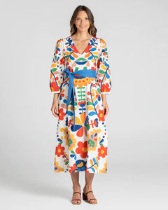 Boom Shankar Quinn Linen Dress - Tuscan Garden