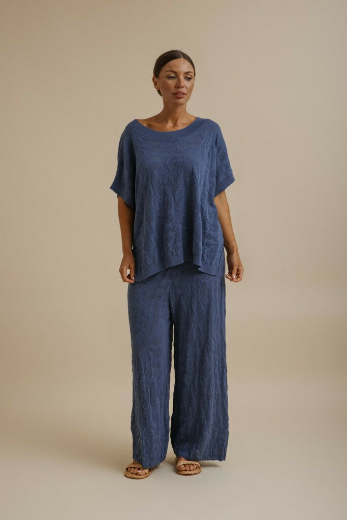 Talamaya Paradis Jacquard Short Sleeve Pullover