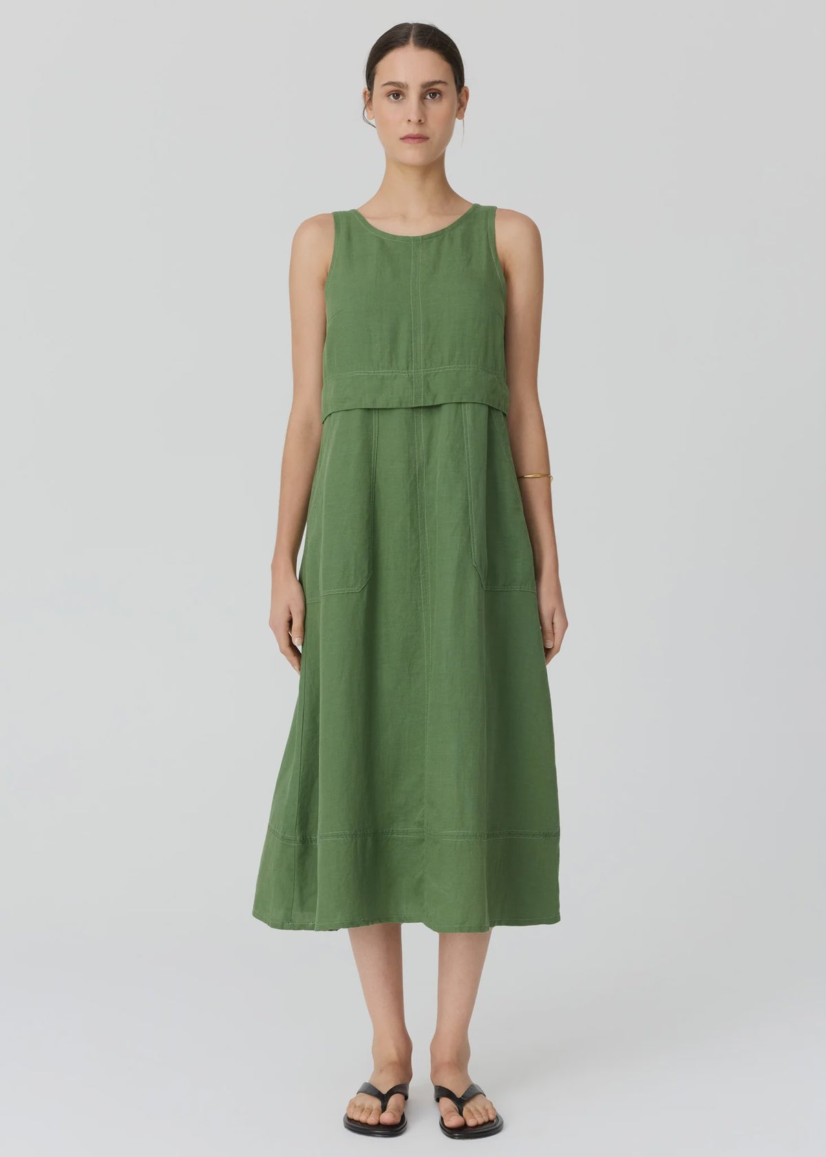 Pol Frankie Double Layer Dress Fern