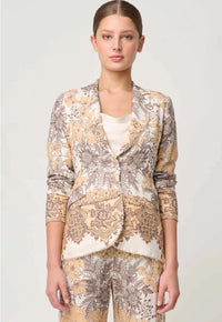 Bahia Linen Viscose Lace Trim Placement Blazer