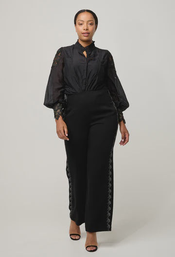 Once/Was Sevilla Cotton Silk Lace Shirt-Onyx