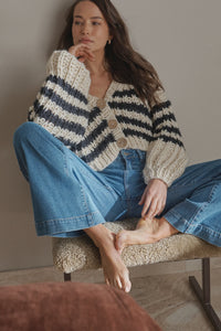 Kireina Elsie Knit Navy & Ecru