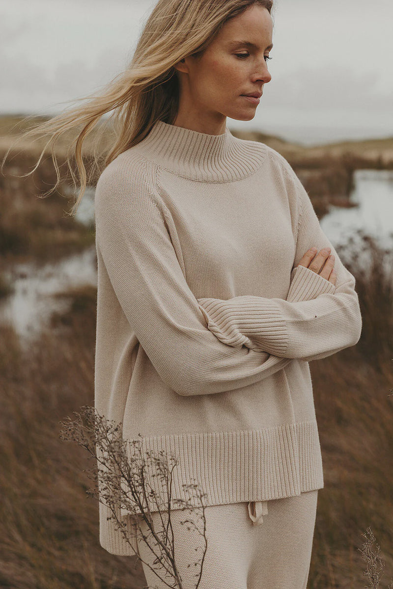 Talamaya Harmony Merino Cotton Mock Neck Pullover