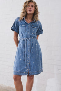 Kireina Simone Dress Heart 70s Blue
