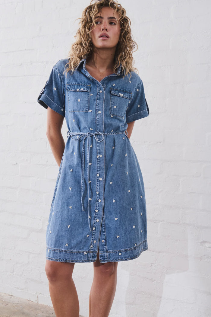 Kireina Simone Dress Heart 70s Blue