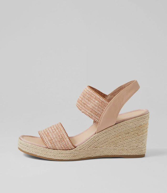 Django & Juliette Pivey Coffee Natural Rope Elastic Leather Sandal