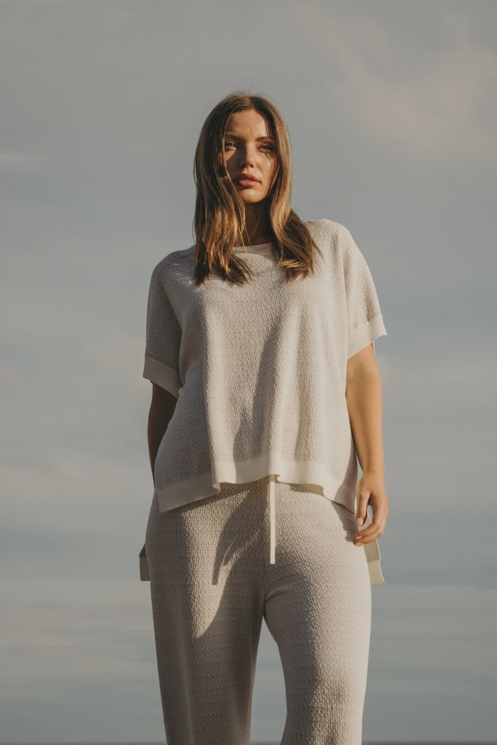 Talamaya Crepe Knitted Tee Pullover