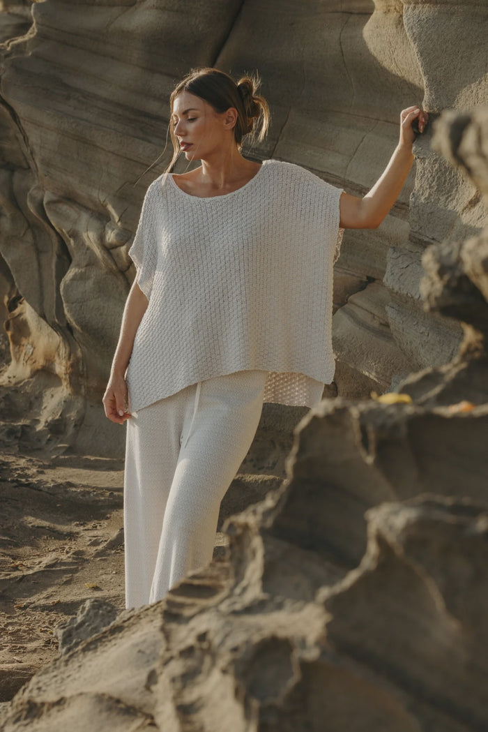 Talamaya Ladder Shortsleeve Pullover Silver Haze