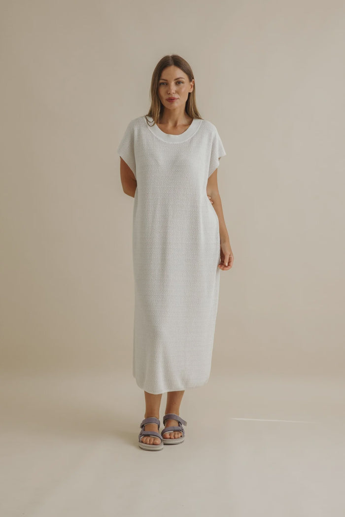 Talamaya Crepe Tee Dress  Milk X Silver Haze