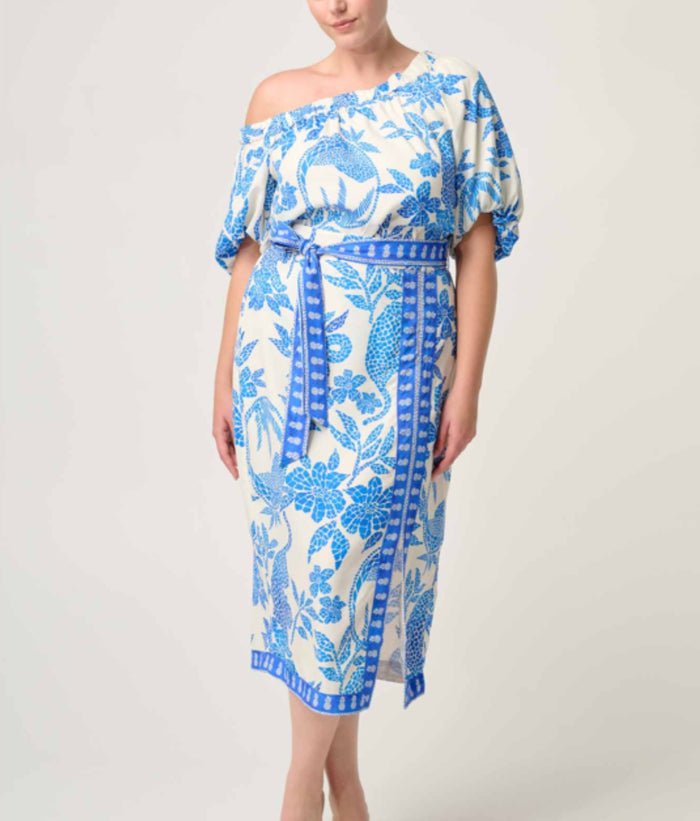 Once Was Zenobia Contrast trim Viscose Dobby Midi skirt