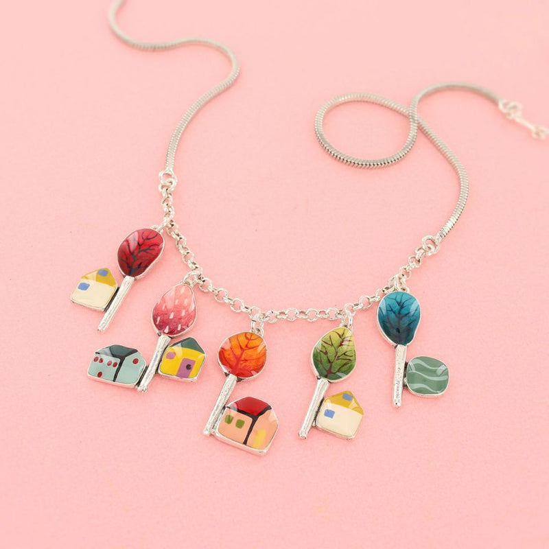 Taratata Mon Ptit Village House and Tree Necklace