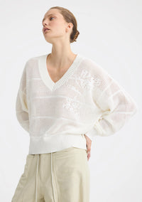 Morrison Elira Knit V Neck Pullover White