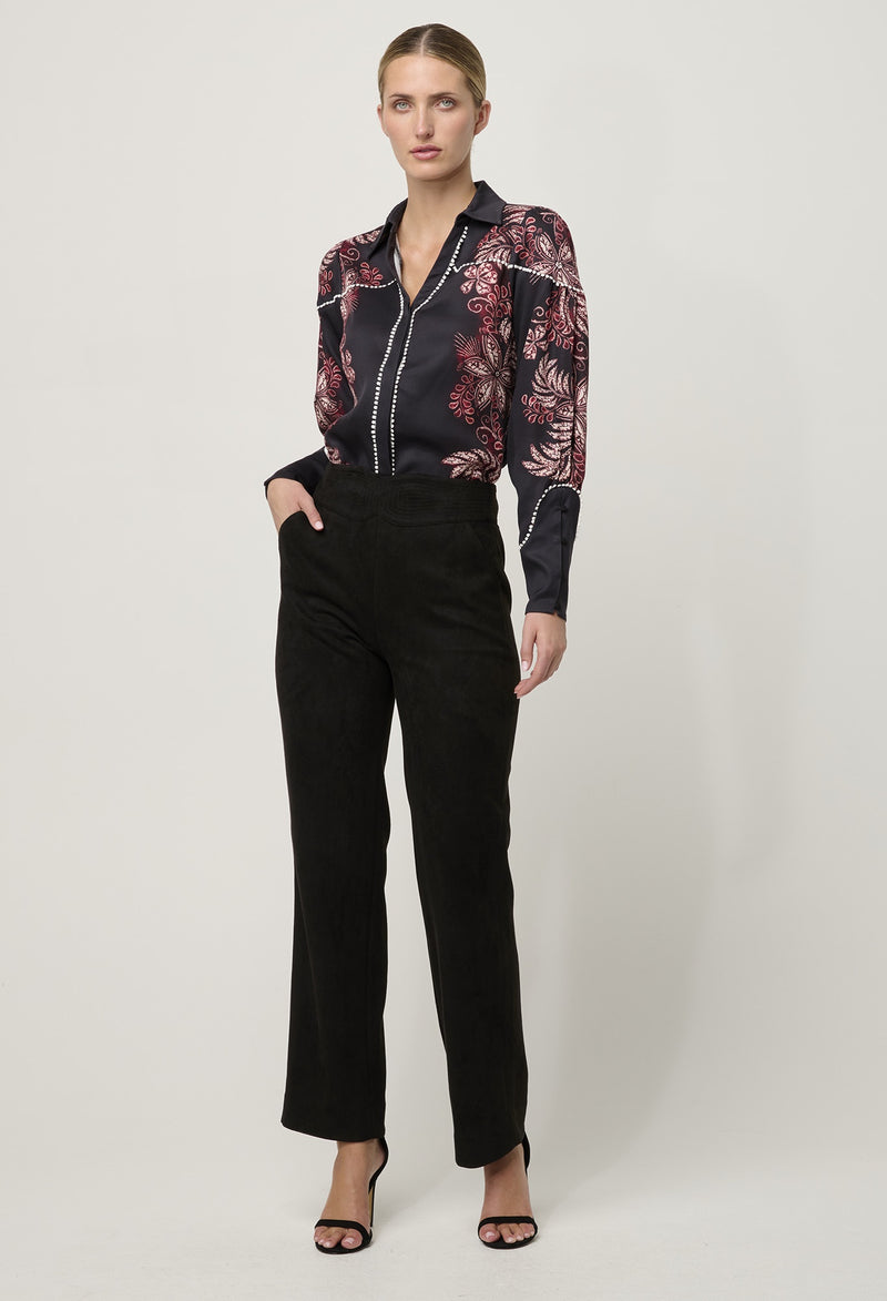 Once/Was Scarlett Faux Suede Pant - Onyx