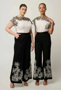 Once Was Eleanor Cupro Blend Embroidery Top