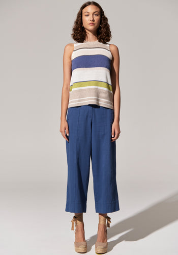 Pol Estel Stripe Knit Tank Blue Multi