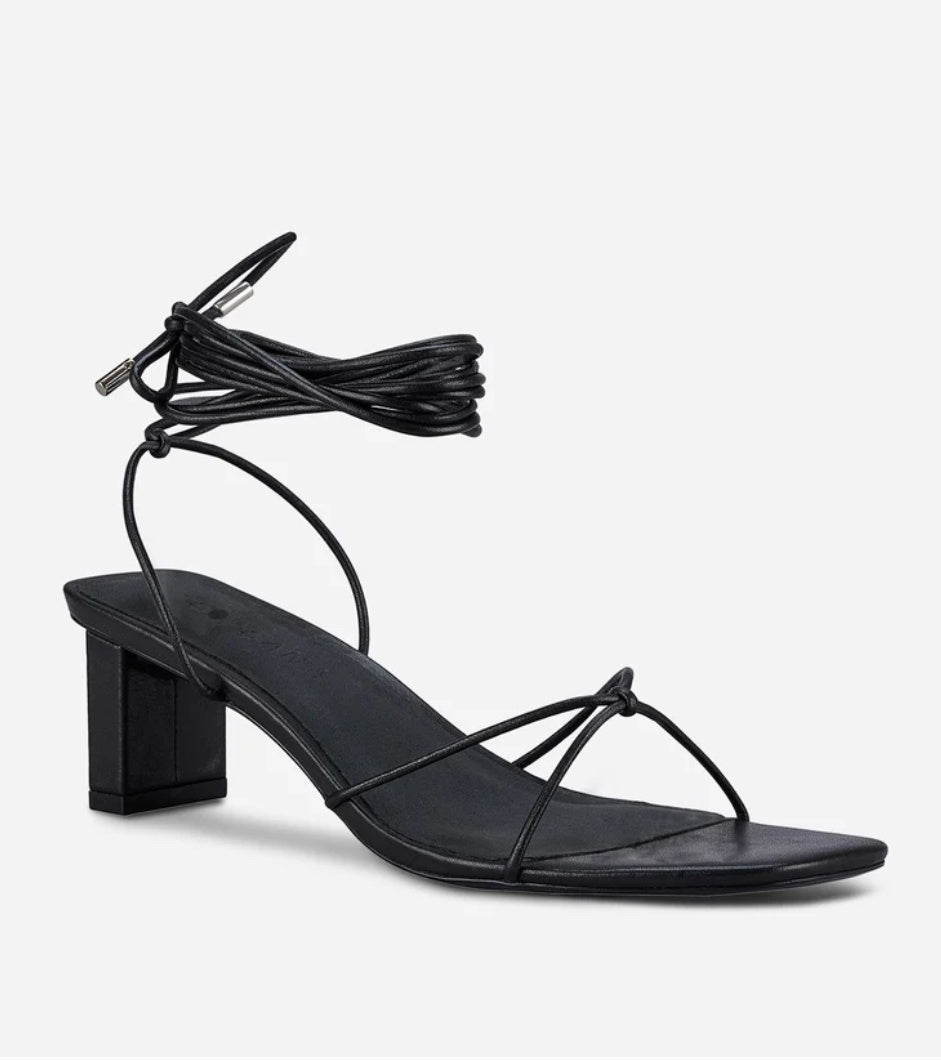 Solsana Honey Mid Heel Sandal Black