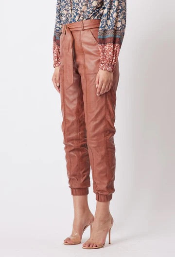 Once Was Talitha Leather Hi Waist Elastic Cuff Pant