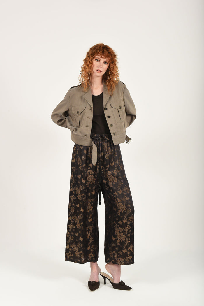 Maud Dainty Mosaic Silk Pant Bronze Butterflies