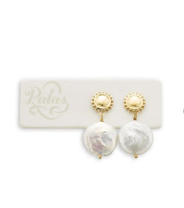Palas Golden Sun and Moon Pearl Earrings