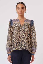 Load image into Gallery viewer, Once Was Valley Cotton/Silk Ruffle Yoke Blouse