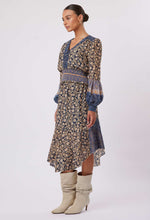 Load image into Gallery viewer, Once Was Sanctuary Shirred Waist Contrast Trim Cotton/Silk Dress