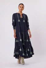 Load image into Gallery viewer, Once Was Grove Embroidered Linen/Viscose Pleat Sleeve Maxi