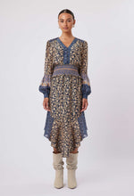 Load image into Gallery viewer, Once Was Sanctuary Shirred Waist Contrast Trim Cotton/Silk Dress