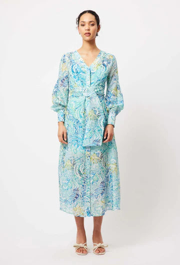 Once Was Elysian Volume Sleeve Cotton/Silk Coat Dress